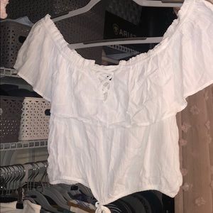 White off the shoulder crop top